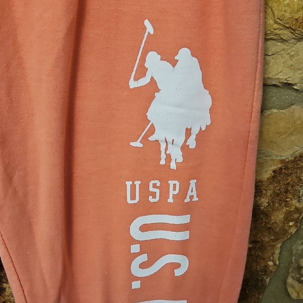U.S. Polo Assn. Coral Pink Drawstring Joggers Sz L - Picture 2 of 10